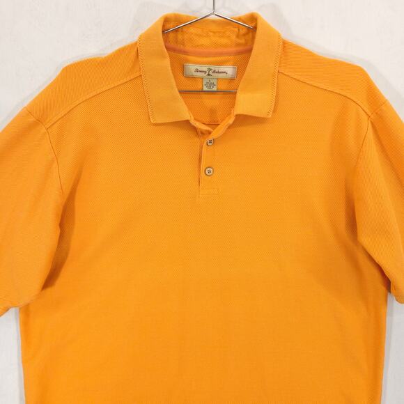 Tommy Bahama Polo Mens Large Orange Silk Blend Ribbed Casual Short Sleeve Shirt - Picture 2 of 10